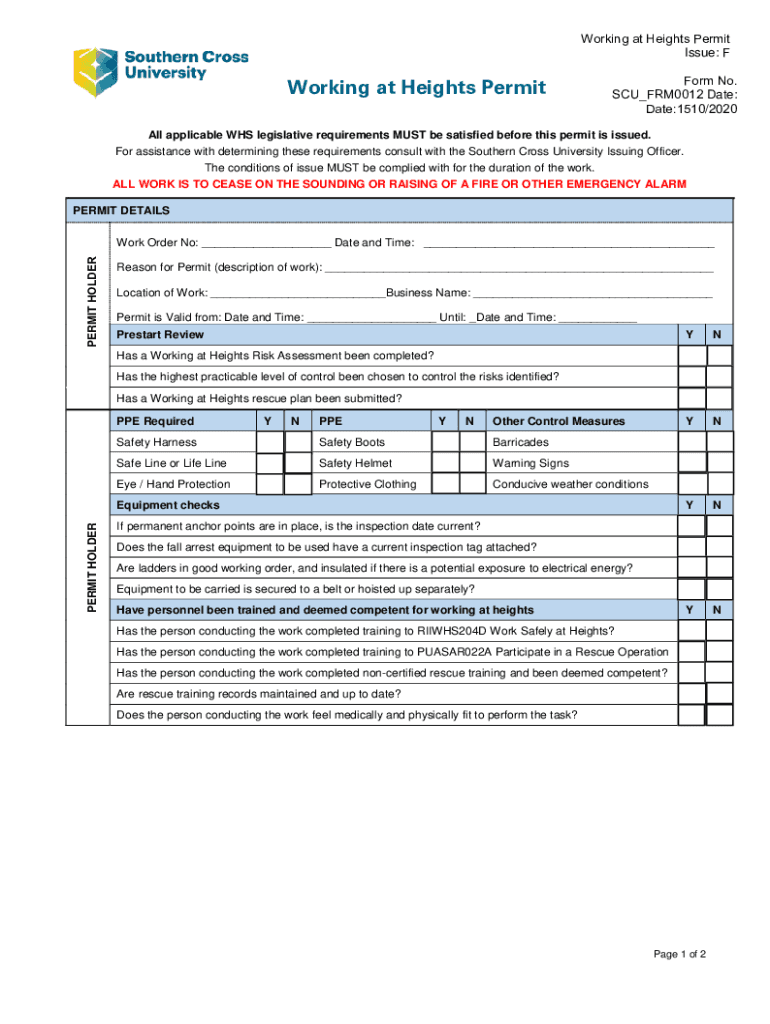 Fillable Online Working at heights permit Here's what you need to