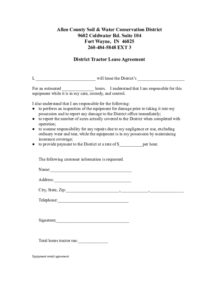 Fillable Online Tractor Rental Agreement.docx Fax Email Print pdfFiller