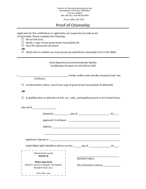 PDF Proof of Citizenship - Utah DEQ Document Repository