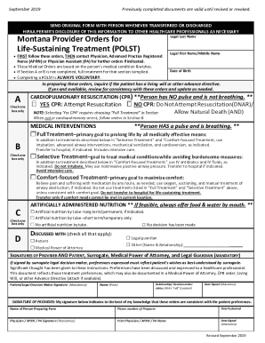 Montana POLST form. Montana POLST form