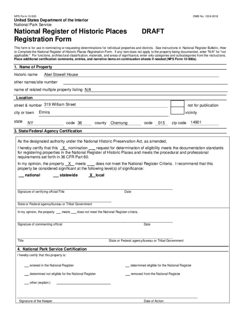 Fillable Online parks ny Stowell House, Elmira, Chemung Co Fax Email