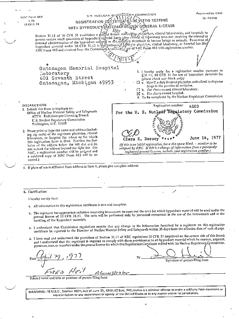 Fillable Online Registration Certificate for InVitro Testing for