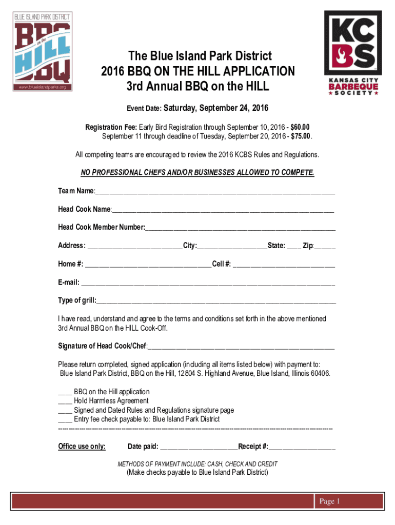 Fillable Online The Blue Island Park Districts Fax Email Print pdfFiller