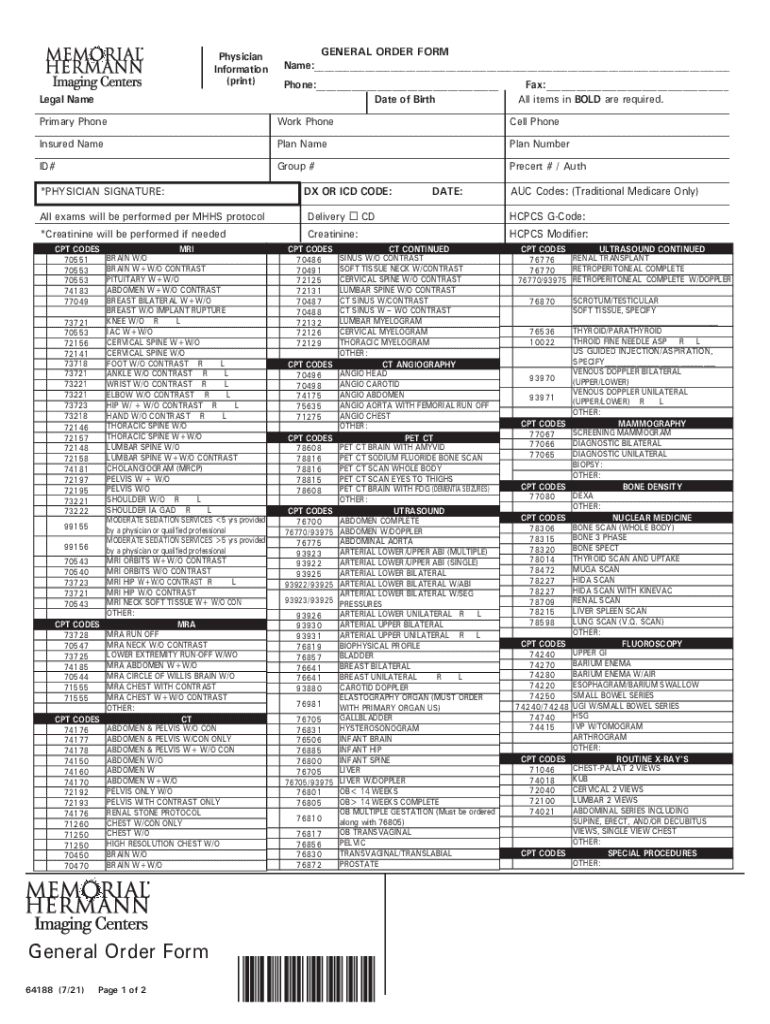 general order form Preview on Page 1