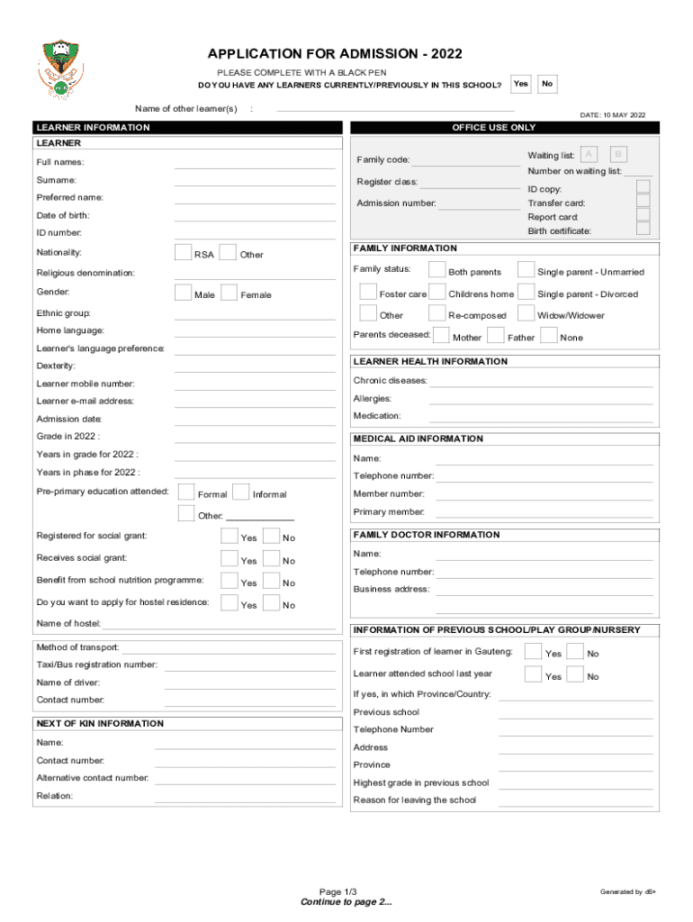 2022 south africa application Preview on Page 1