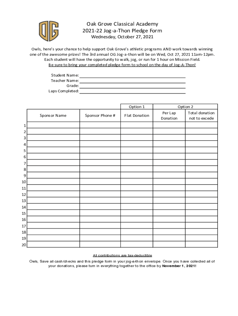Fillable Online JogaThon Pledge Form 2 Fax Email Print pdfFiller