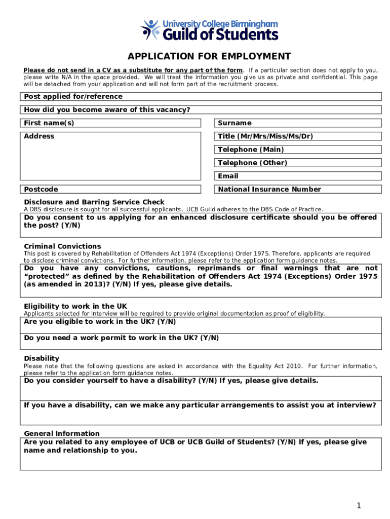 PART TIME APPLICATION Doc Template pdfFiller