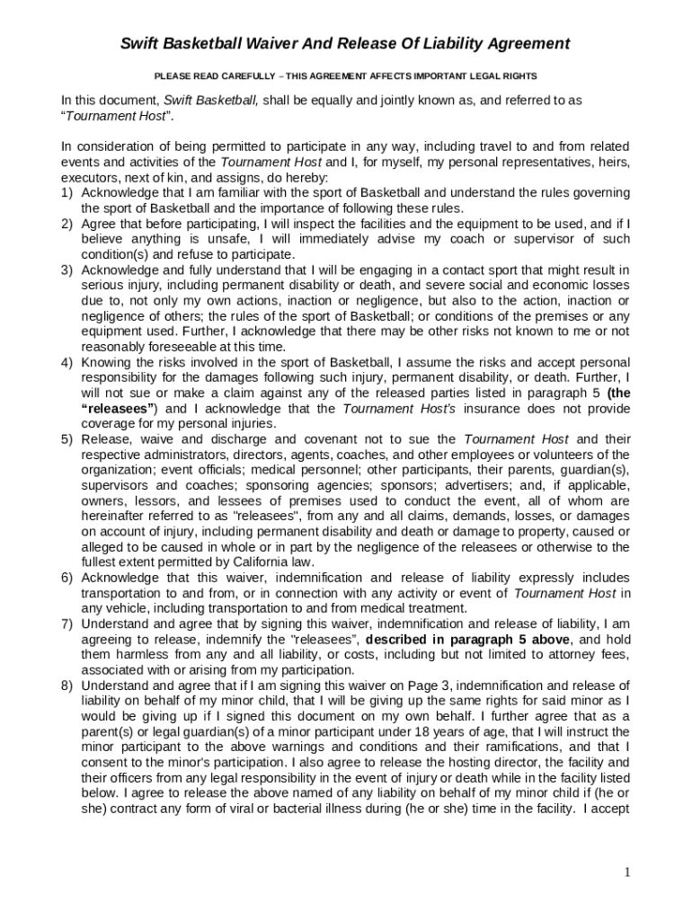 FREE 6+ Basketball Waiver s in PDFFree Release of Liability (Waiver