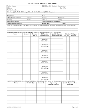 Fillable Online PCP SITE IDENTIFICATION FORM - Anthem Fax Email Print ...