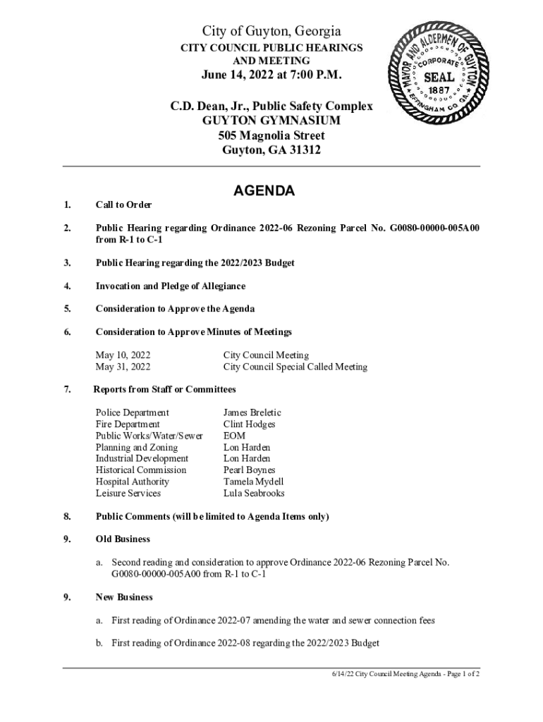 Fillable Online of Guyton City of Guyton, CITY