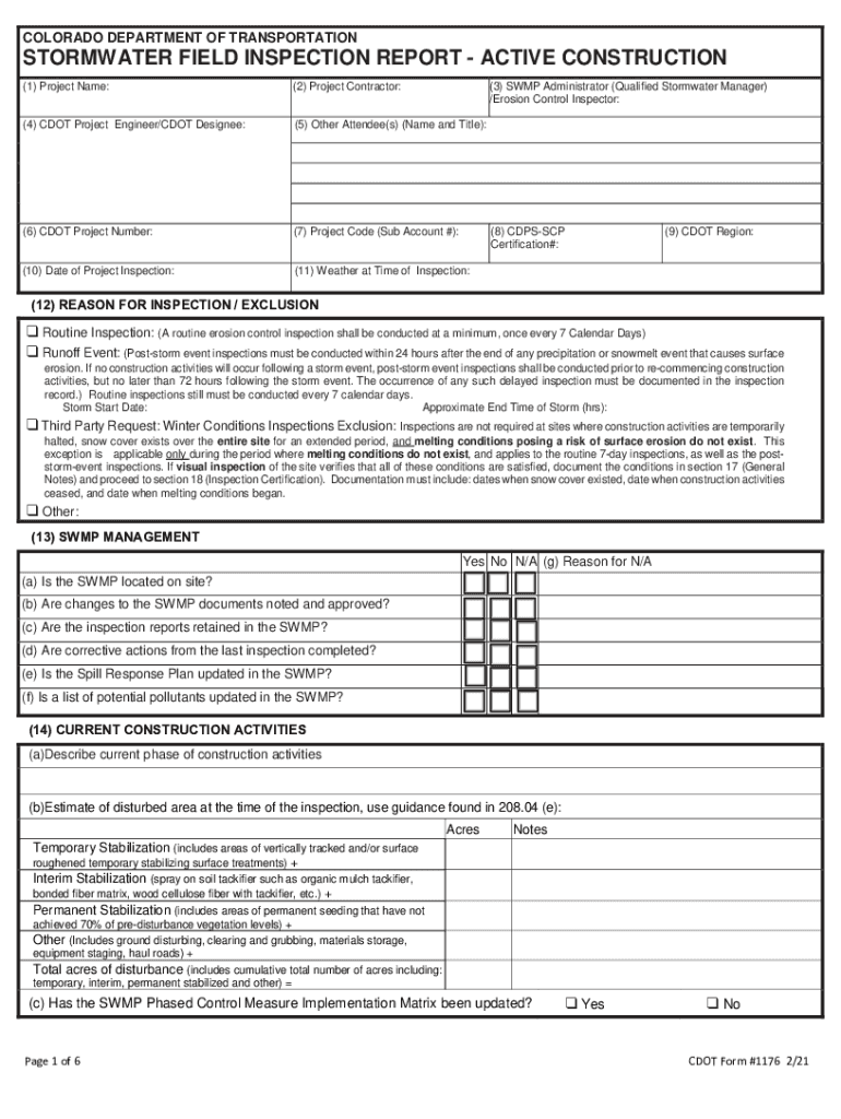 STORMWATER FIELD INSPECTION REPORT - ACTIVE Preview on Page 1