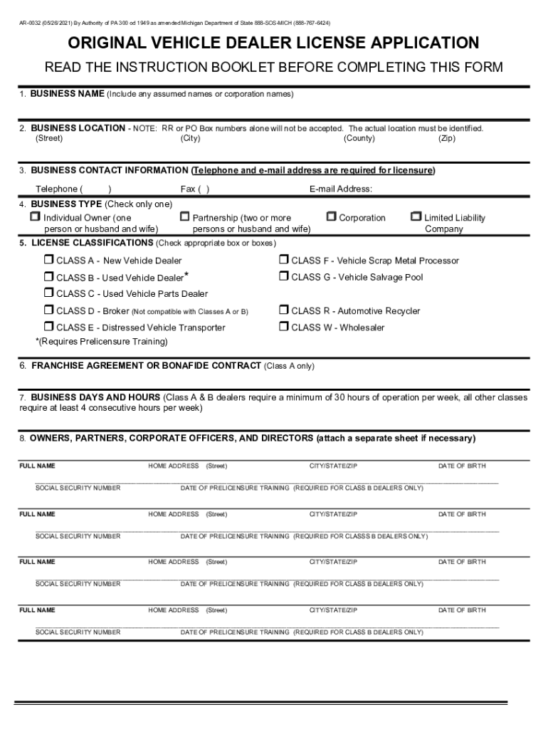 dealer license application Preview on Page 1