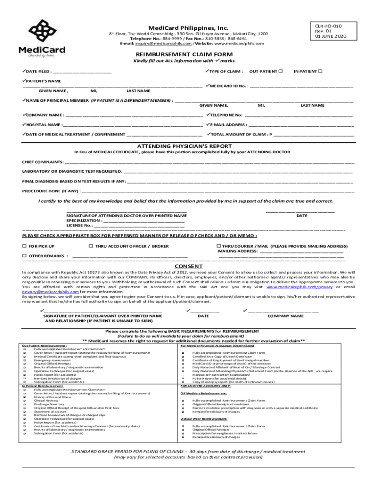 medicard reimbursement claim form Preview on Page 1