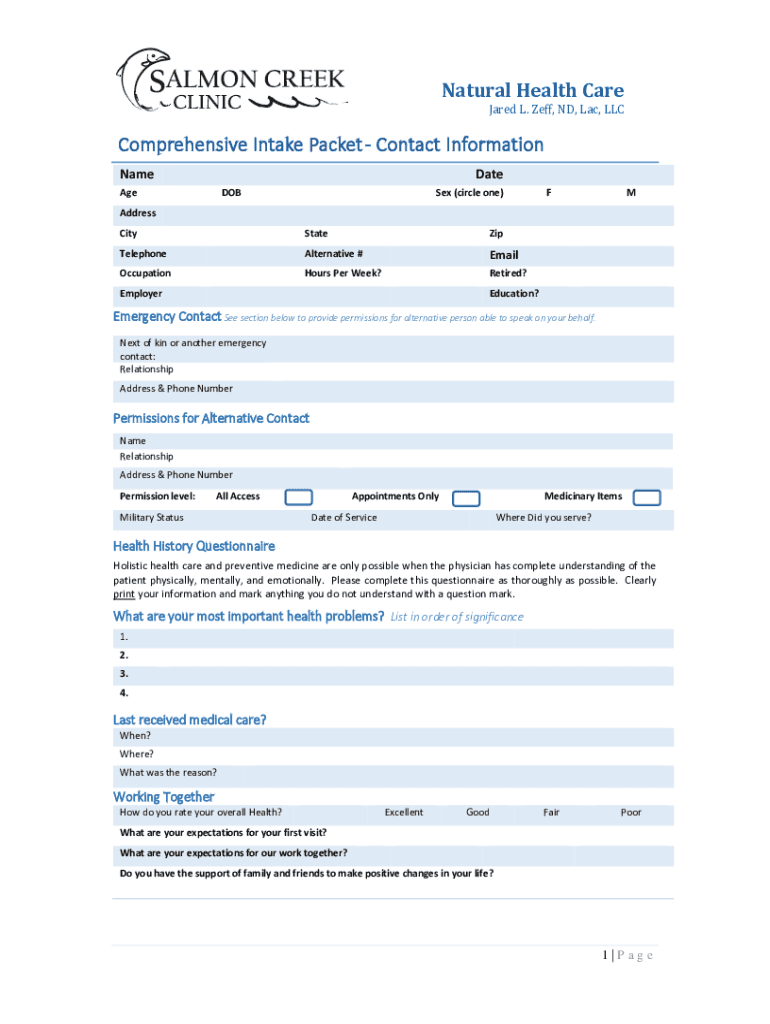 Fillable Online by Dr Zeff Salmon Creek