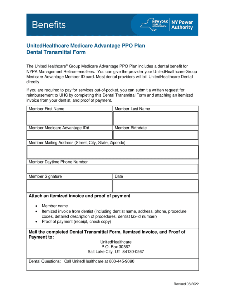 Fillable online unitedhealthcare medicare advantage dental transmittal