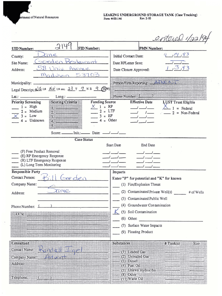 Fillable Online dnr wi 19january2017snapshot.epa.govustleakingLeaking