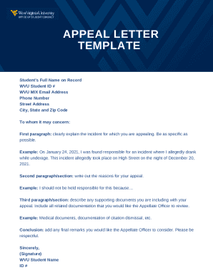 Fillable Online Sample Appeal LetterAcademic Dismissal from College19 ...