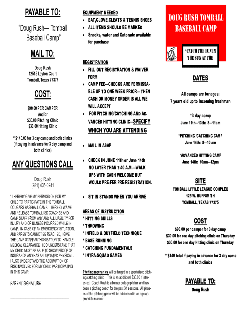 DocHub 437926955--ANY-QUESTIONS-CALLFillable Online ANY QUESTIONS CALL Doug Rush tomball baseball Preview on Page 1