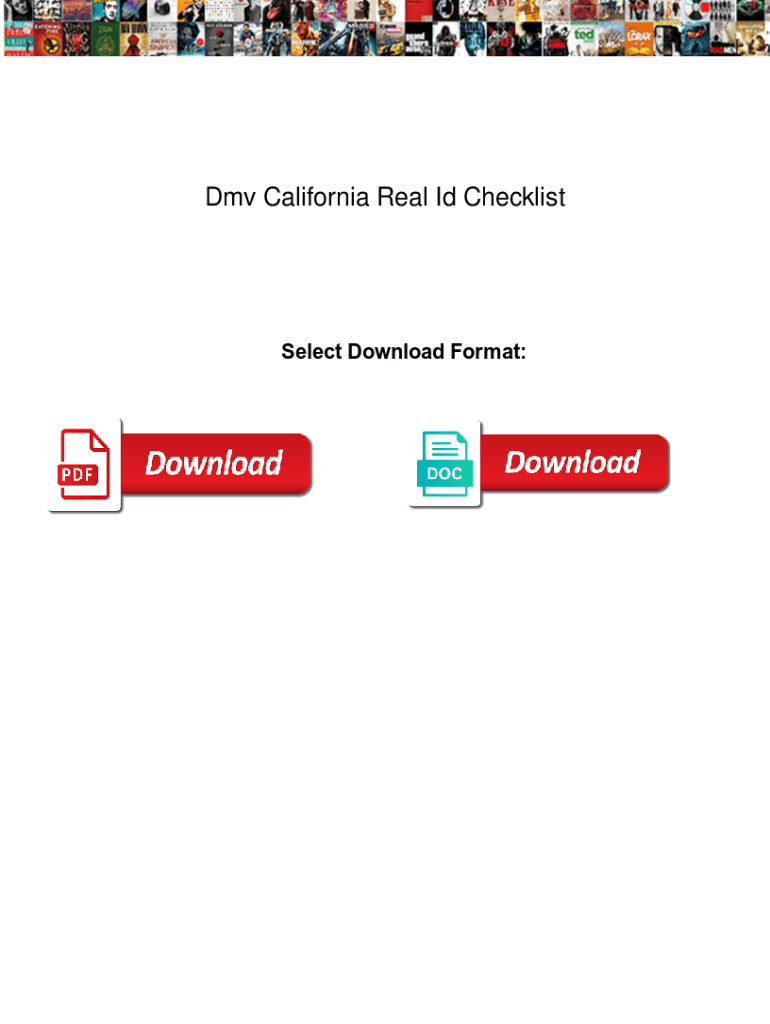 Fillable online dmv california real id checklist dmv california real