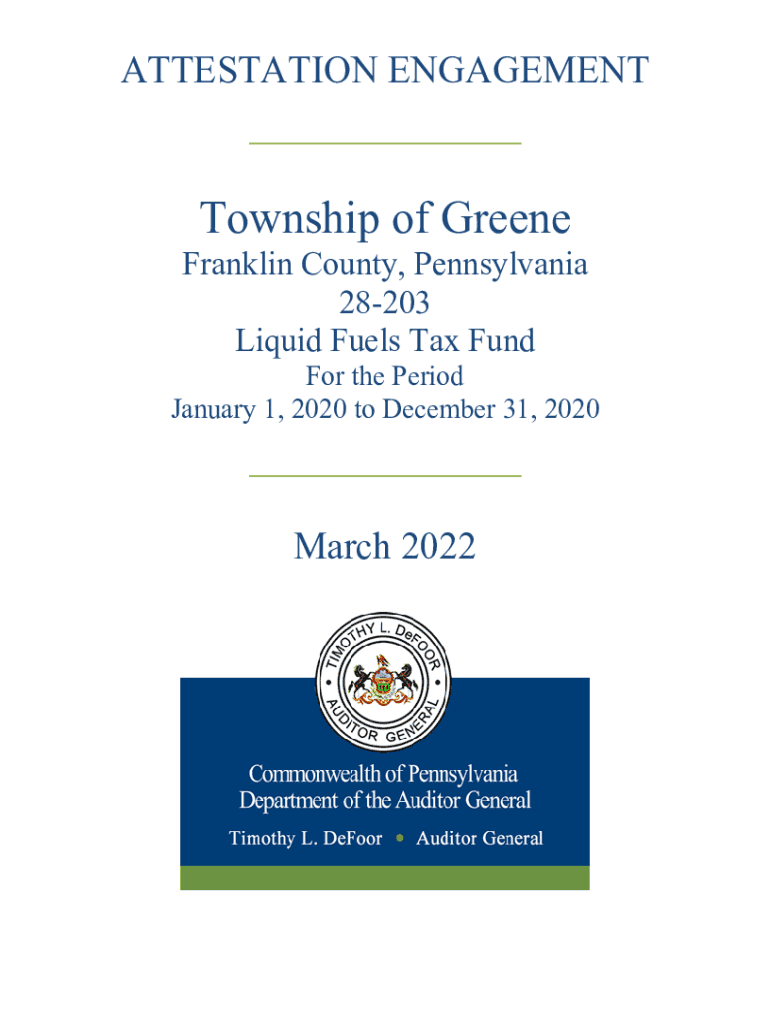 Fillable Online Greene, Township of Franklin County Liquid Fuels Tax Fund for Fax Email