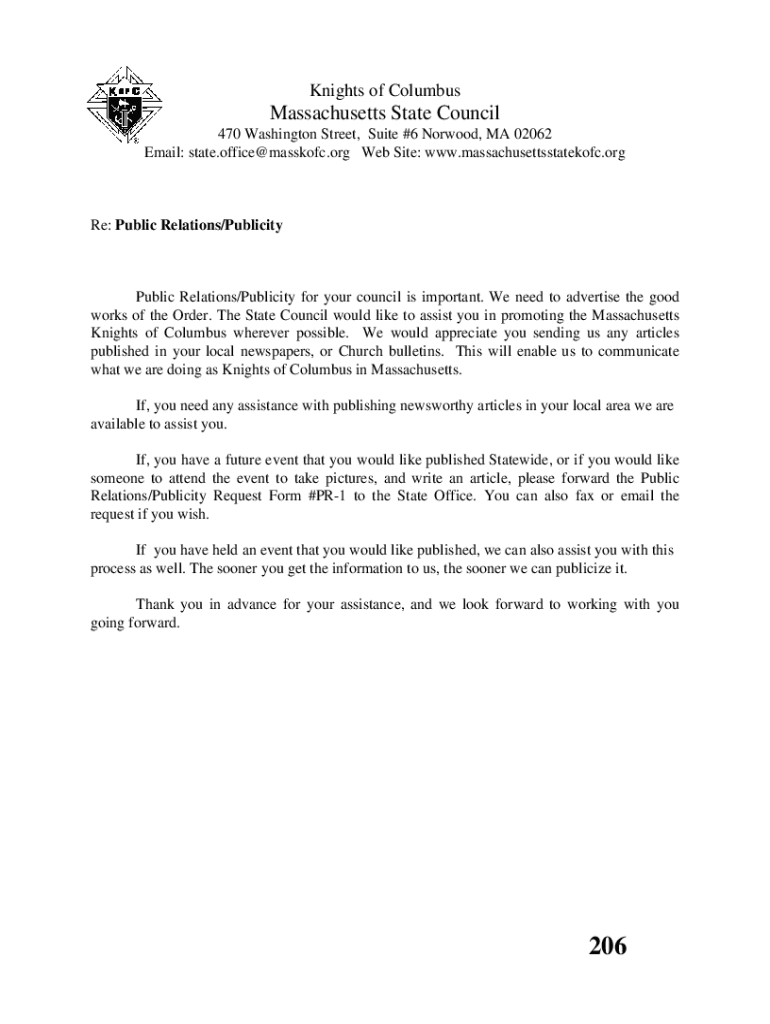 Knights of Columbus Massachusetts State Council Council - masskofc Preview on Page 1