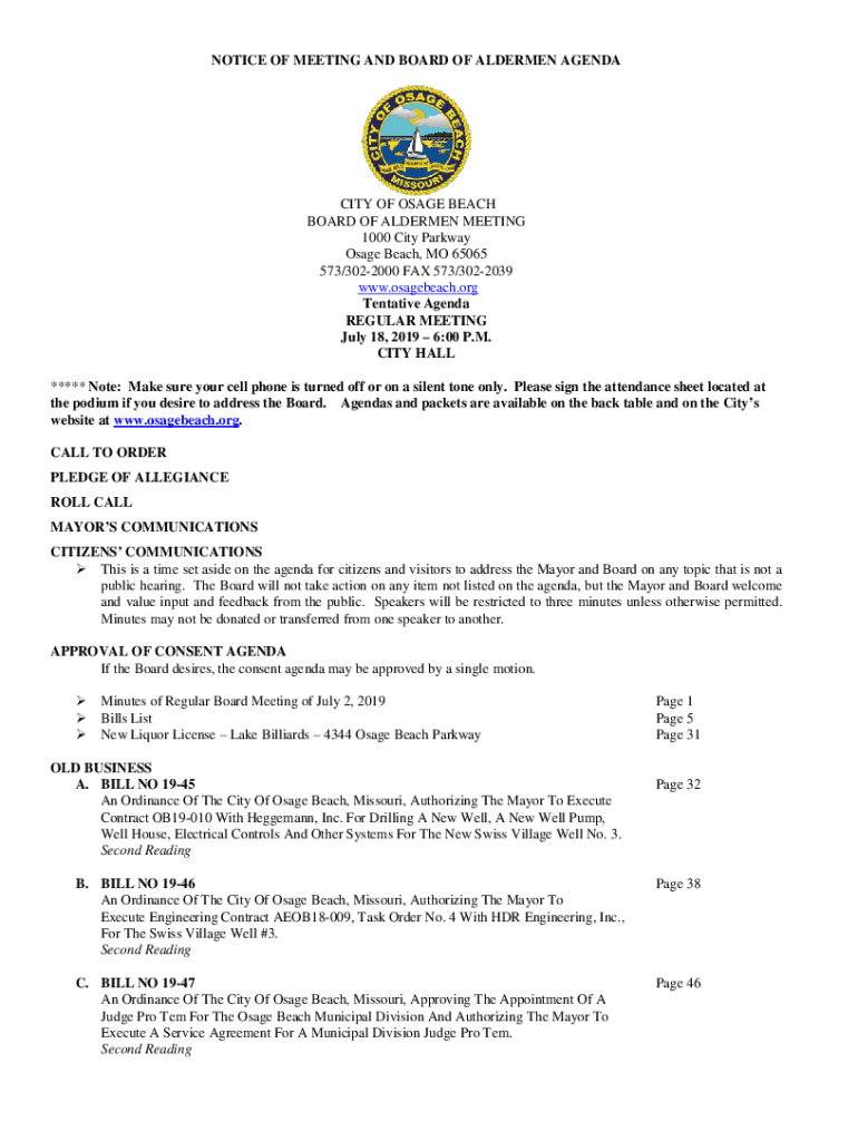 Fillable Online osagebeachmo.gov ArchiveAN ORDINANCE OF THE CITY OF