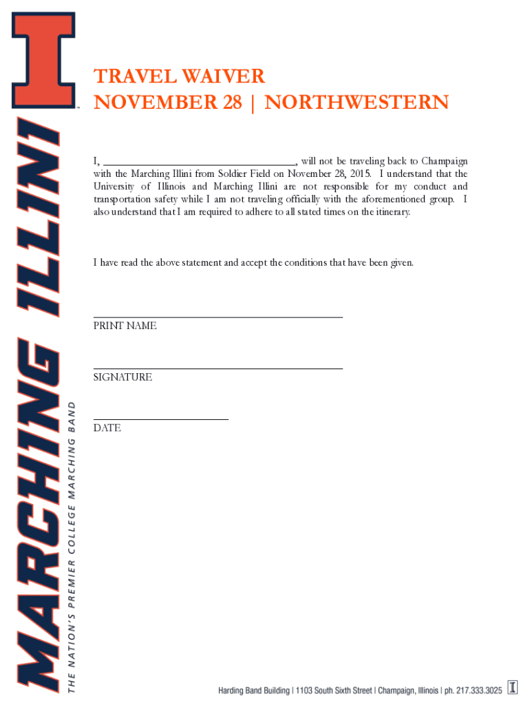 Fillable Online Travelwaiver form Fax Email Print pdfFiller