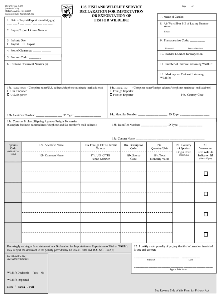 Fillable Online Form 3 177, 3 177a 3 177, 3 177a Declaration for ...
