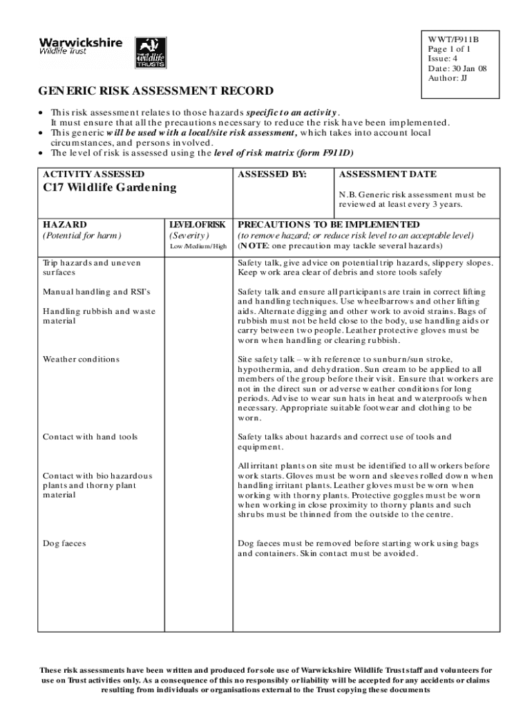 forestschoolsuk co ukmedia44251GENERIC RISK ASSESSMENT RECORD - Forest Schools Preview on Page 1