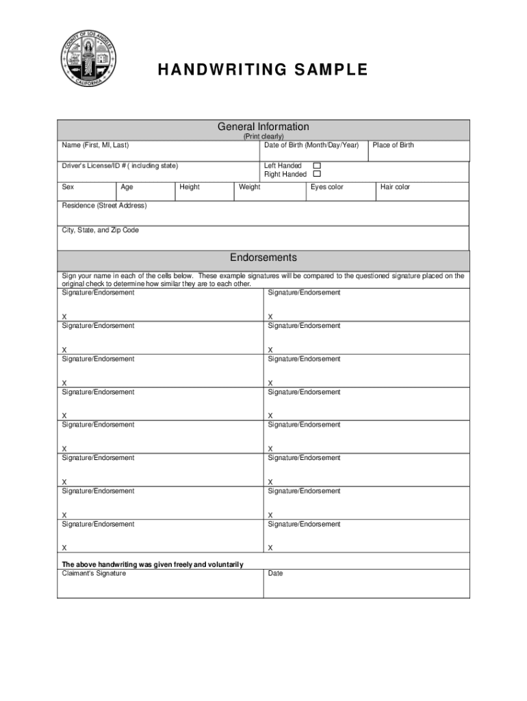 Fillable Online HANDWRITING SAMPLE Fax Email Print - pdfFiller