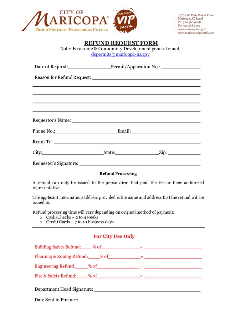 Fillable Online REFUND REQUEST FORM Fax Email Print pdfFiller