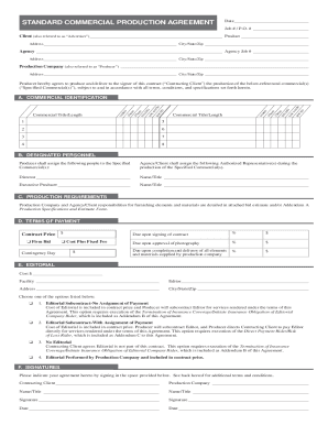 Fillable Online Production Agreement Sample Template Word and