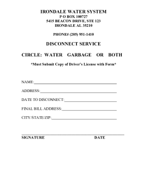 Fillable Online Disconnect Service Form.doc Fax Email Print - pdfFiller