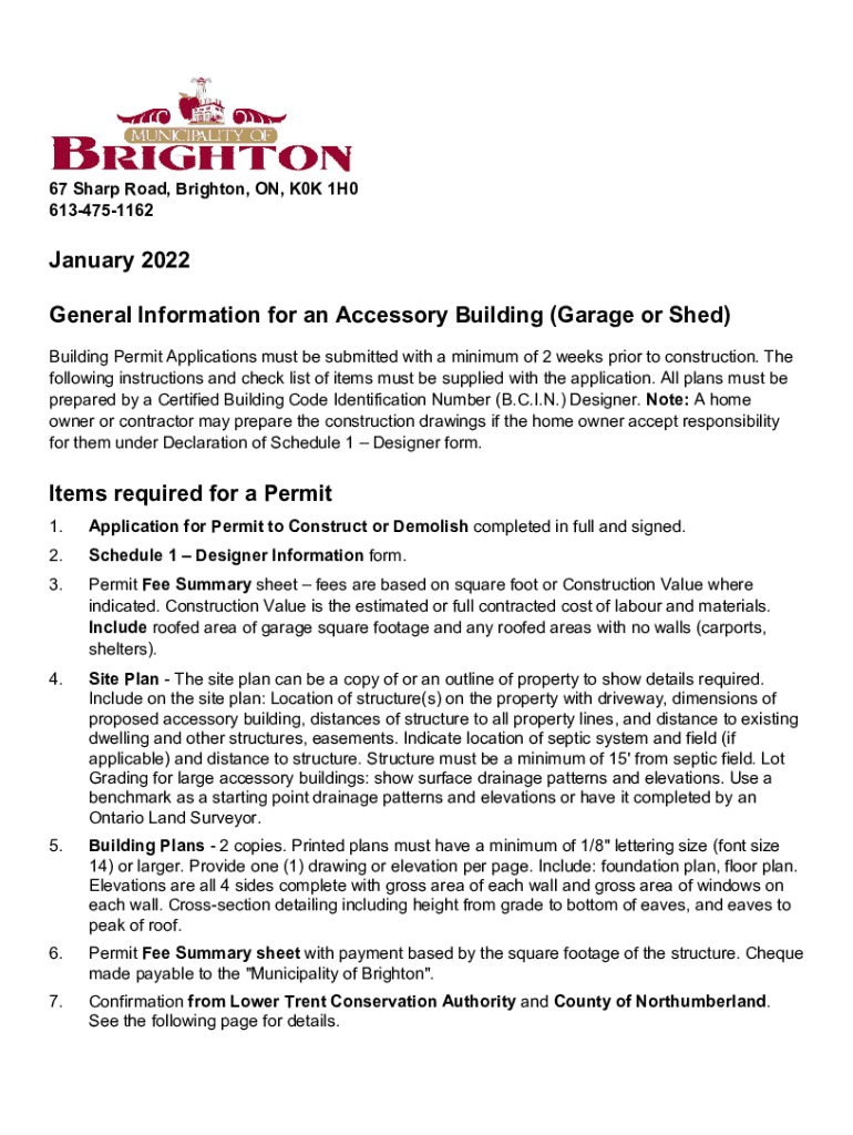 Fillable Online Building Permit Application Accessory Building