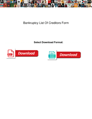 Fillable Online Bankruptcy List Of Creditors Form. Bankruptcy List Of ...