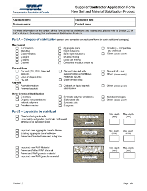 Supplier Contractor Application Form. Soil and Material Stabilization Producs