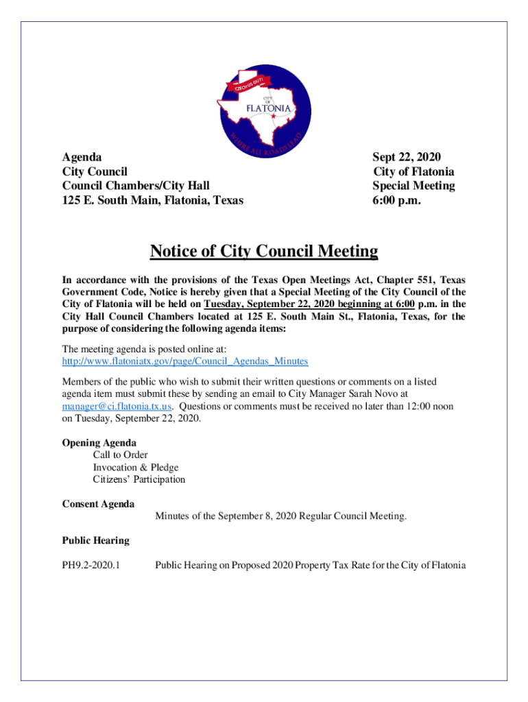 Fillable Online City Council