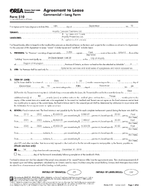 Fillable Online Form 510. Agreement to LeaseCommercialLong Form Fax ...