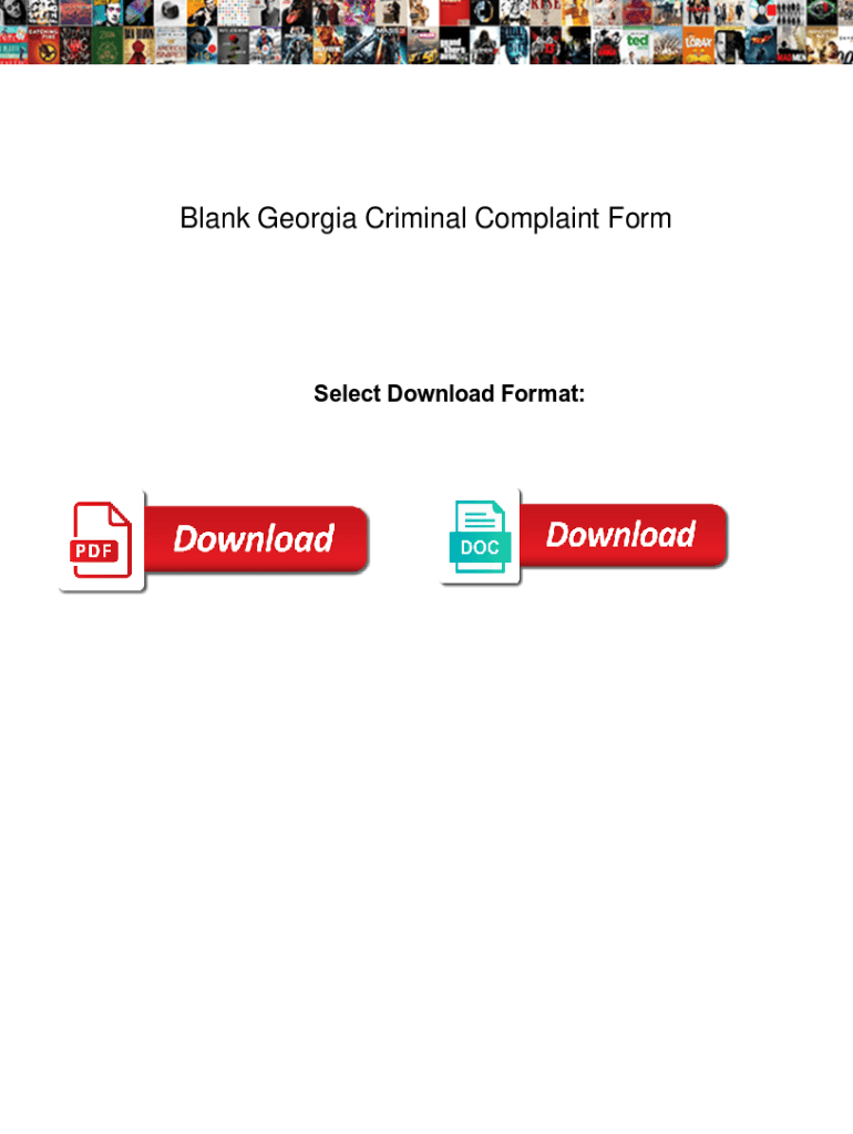 Fillable Online Blank Georgia Criminal Complaint Form. Blank Georgia ...