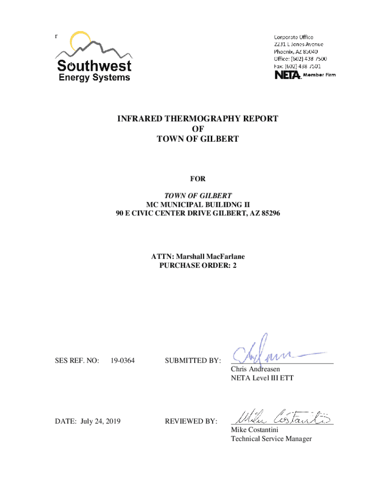 Fillable Online INFRARED THERMOGRAPHY REPORT OF TOWN OF GILBERT Fax