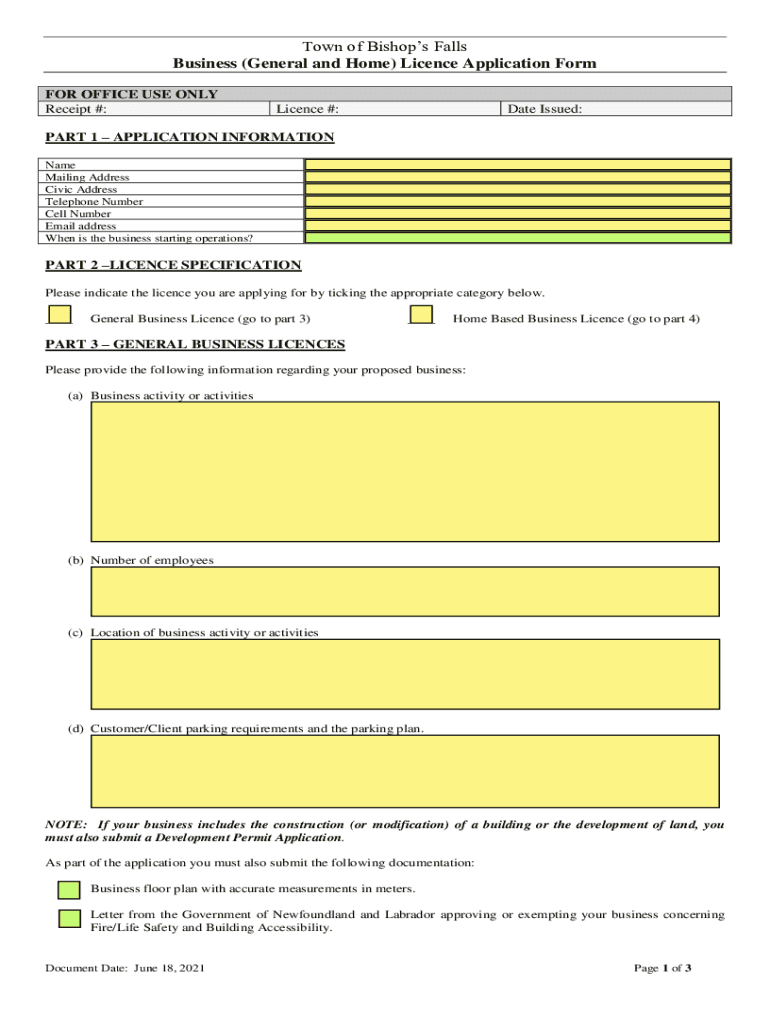 Fillable Online fill.ioGENERALBUSINESSLICENCEAPPLICATIONFill