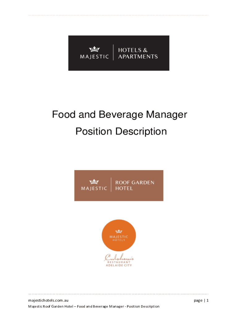 Fillable Online and Beverage Manager