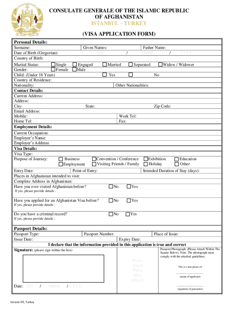 Fillable Online Passportmatters army mildocsvisasIslamic Republic Of Afghanistan Visa