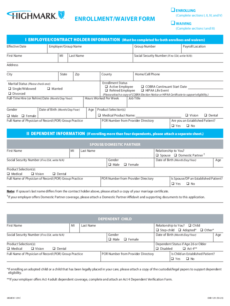 Fillable online www highmarkbcbs redesign pdfmember change form for