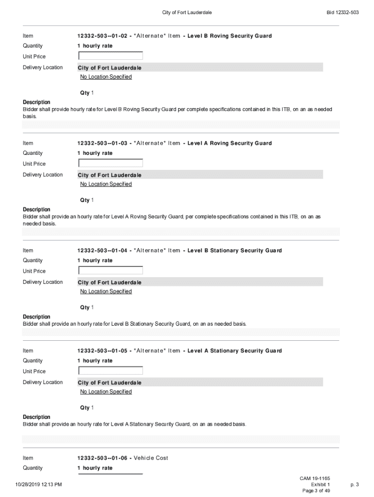 Fillable Online Solicitation 12332-503 Roving Security Guard Services ...