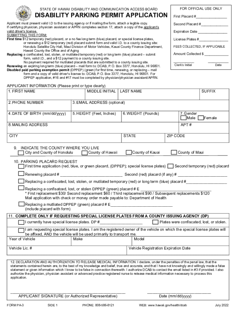 hawaii disability parking permit Preview on Page 1