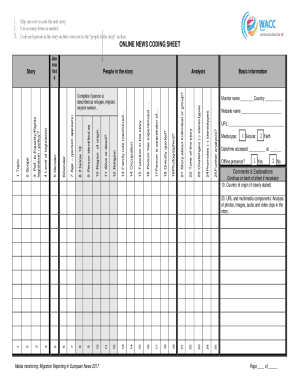 Fillable Online NEWSPAPER CODING SHEET Fax Email Print - pdfFiller