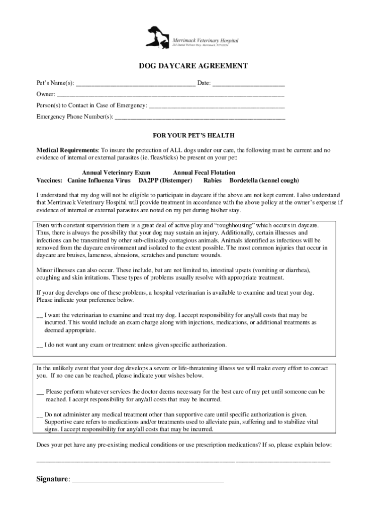 Fillable Online Pet Care Agreement Sample, Template Word