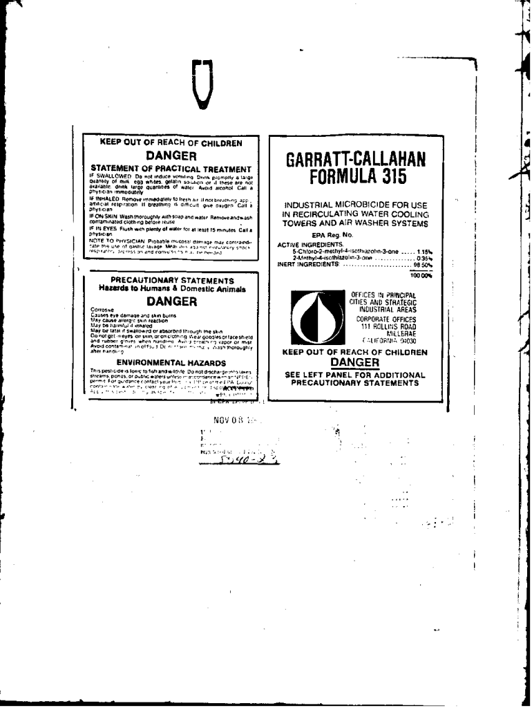 Fillable Online U.S. EPA, Pesticide Product Label, GARRATTCALLAHAN