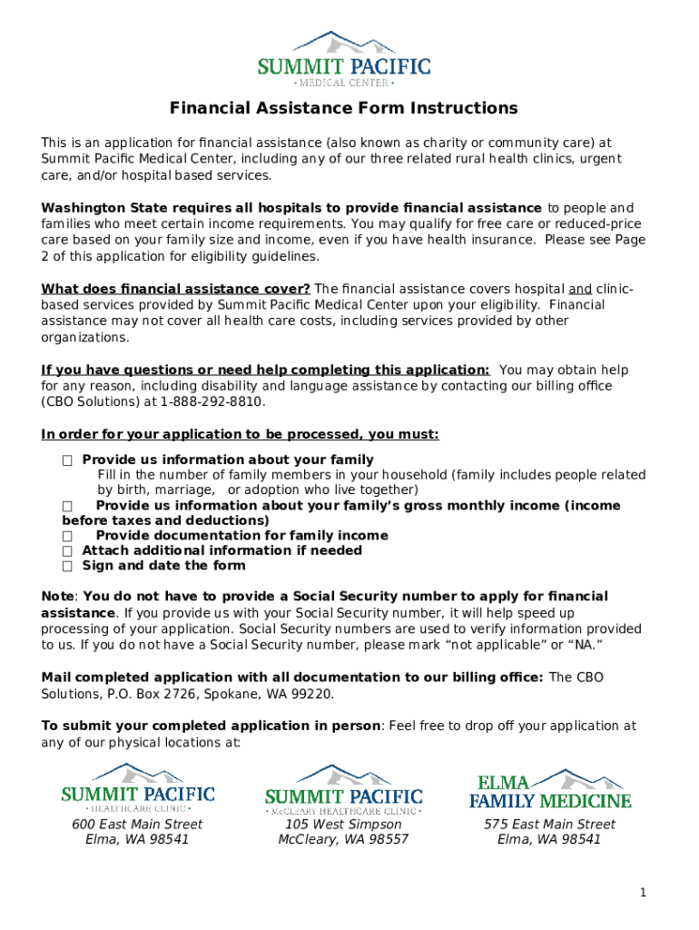 Charity Care/Financial Assistance Application Applying for Financial